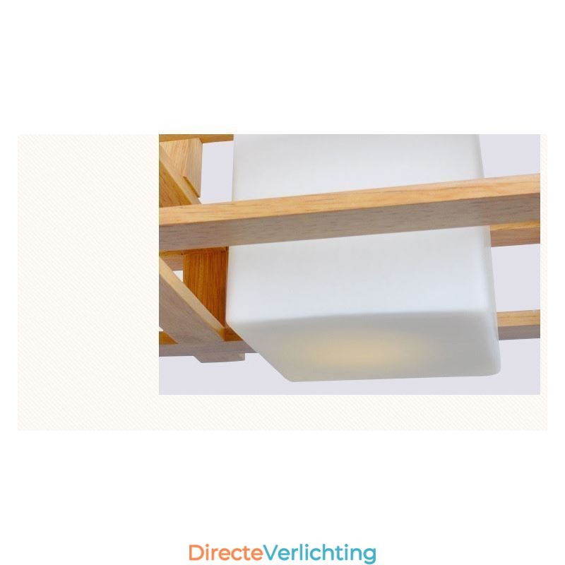Creatieve 3-lichts eikenhouten hanglamp Decoratieve houten plafondlamp Café
