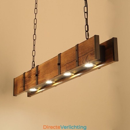 Hanglamp in industriële stijl, rechthoekig, houten plafondlamp, eiland Hanglamp in industriële stijl, rechthoekig, houten plafondlamp, eiland