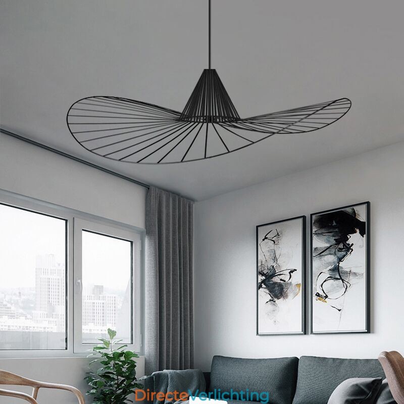 IJzeren hanglamp Eenvoudige strohoedlamp 1 licht