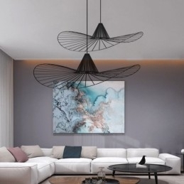 IJzeren hanglamp Eenvoudige strohoedlamp 1 licht