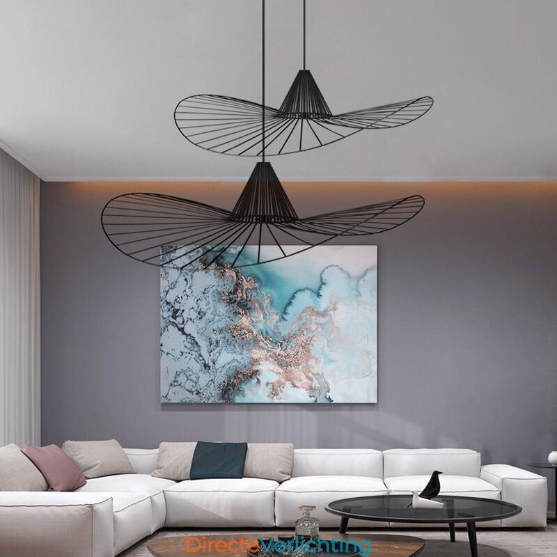 IJzeren hanglamp Eenvoudige strohoedlamp 1 licht