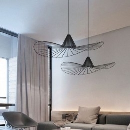 IJzeren hanglamp Eenvoudige strohoedlamp 1 licht
