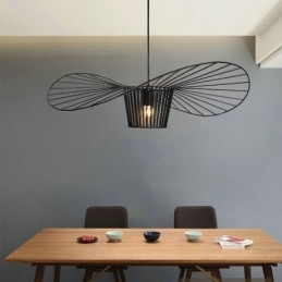 IJzeren hanglamp strohoedlamp 1 licht