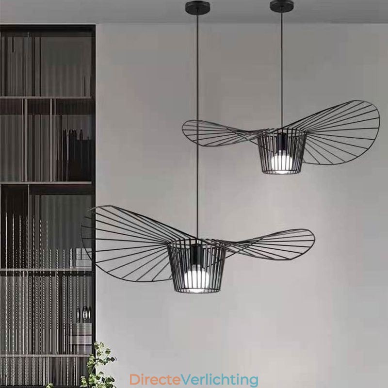 IJzeren hanglamp strohoedlamp 1 licht