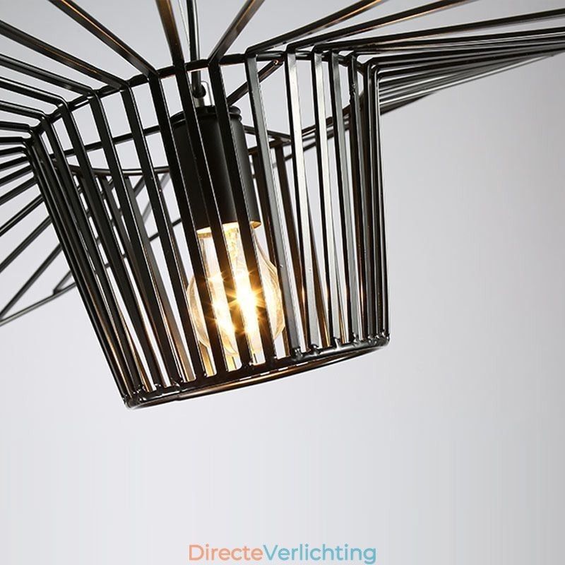 IJzeren hanglamp strohoedlamp 1 licht