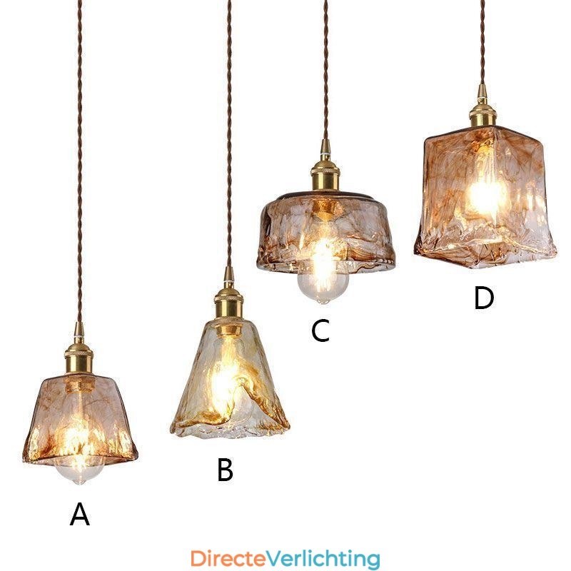 Unieke Mini Glazen Hanglamp Japanse Stijl Amberkleurige Decoratieve Verlichting