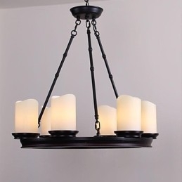 Vintage kroonluchter 6 lampen staal en glas
