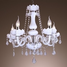 Elegante kristallen kroonluchter met 5 lampen in wit