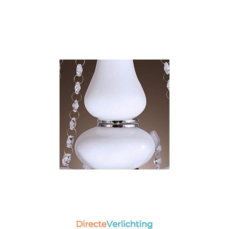 Elegante kristallen kroonluchter met 5 lampen in wit