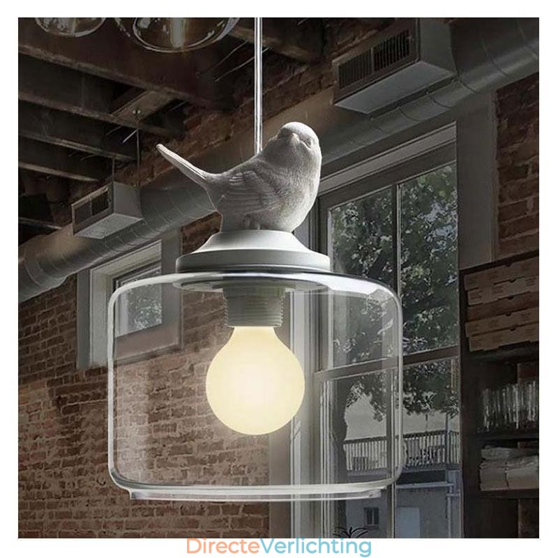 Retro Stijl Glazen Hanglamp Kleine Vogel Decoratieve Verlichting