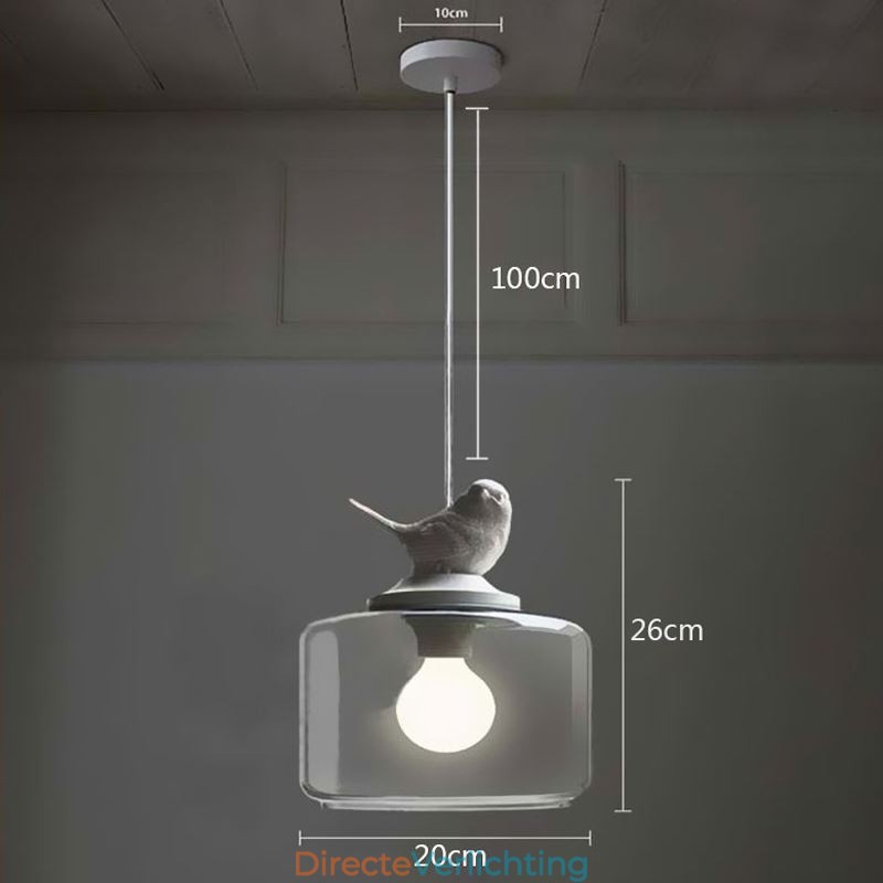 Retro Stijl Glazen Hanglamp Kleine Vogel Decoratieve Verlichting
