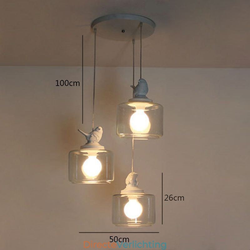 Retro Stijl Glazen Hanglamp Kleine Vogel Decoratieve Verlichting
