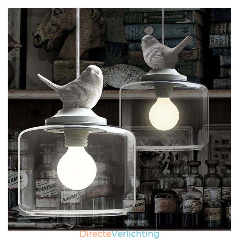 Retro Stijl Glazen Hanglamp Kleine Vogel Decoratieve Verlichting