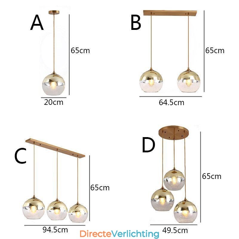 Creatieve hanglamp van ijzer en glas, decoratieve verlichting