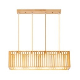 Minimalistische hanglamp in de vorm van een houten kooi