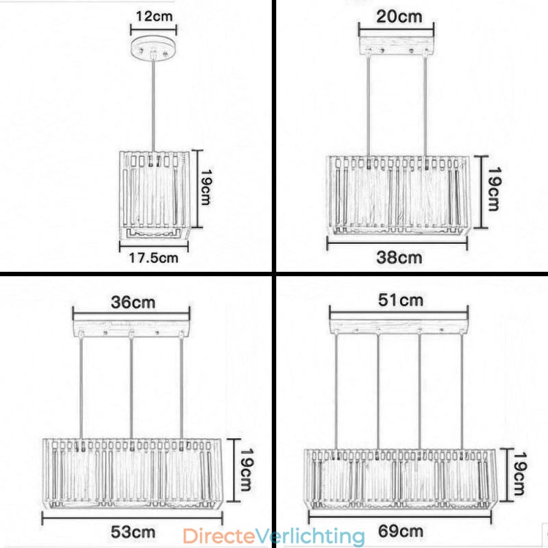 Minimalistische hanglamp in de vorm van een houten kooi