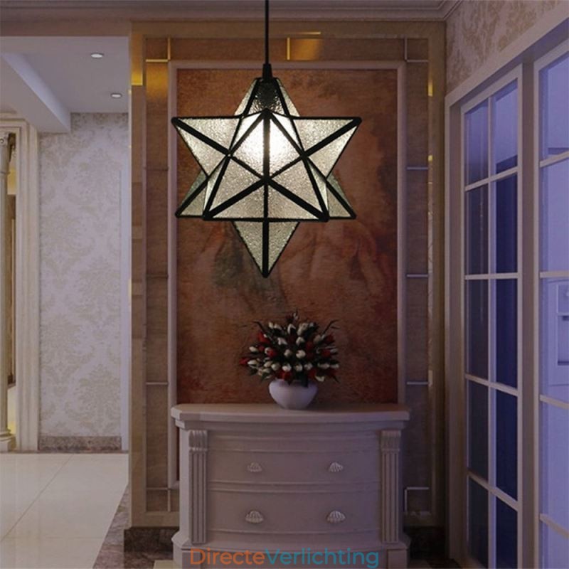 Europese hanglamp van gebrandschilderd glas, creatieve sterhanglamp