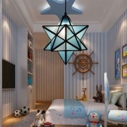 Europese hanglamp van gebrandschilderd glas, creatieve sterhanglamp