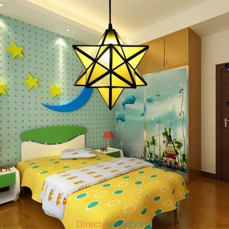 Europese hanglamp van gebrandschilderd glas, creatieve sterhanglamp