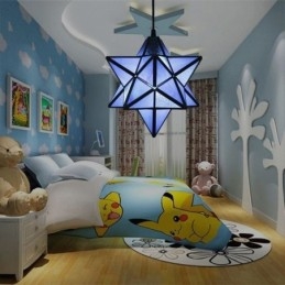 Europese hanglamp van gebrandschilderd glas, creatieve sterhanglamp
