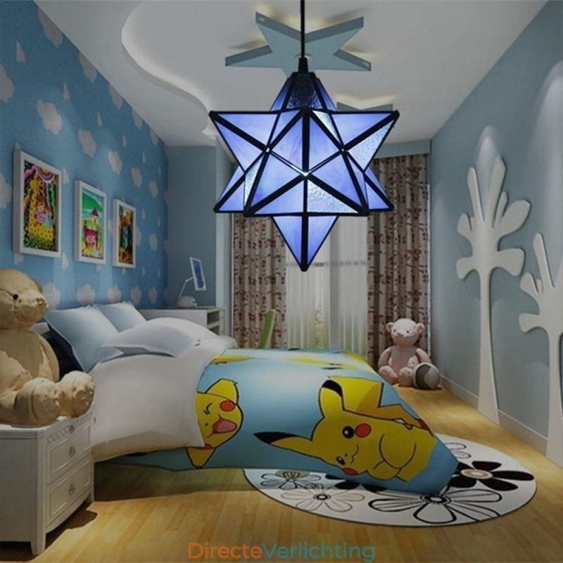 Europese hanglamp van gebrandschilderd glas, creatieve sterhanglamp