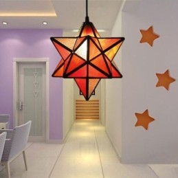 Europese hanglamp van gebrandschilderd glas, creatieve sterhanglamp