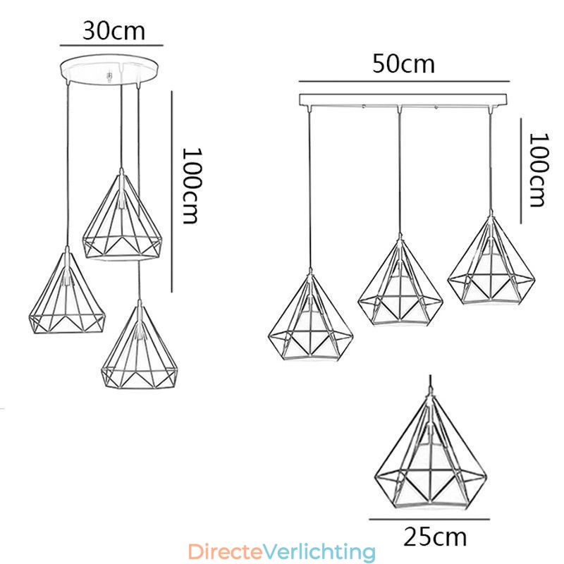 Diamantvormige hanglamp, moderne minimalistische decoratieve lamp