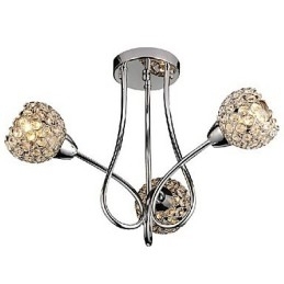 Moderne glanzende 3-lichts plafondlamp in kristaldesign