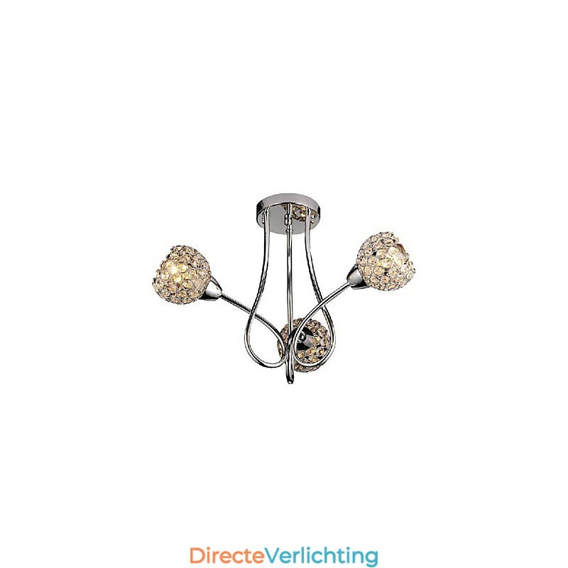 Moderne glanzende 3-lichts plafondlamp in kristaldesign
