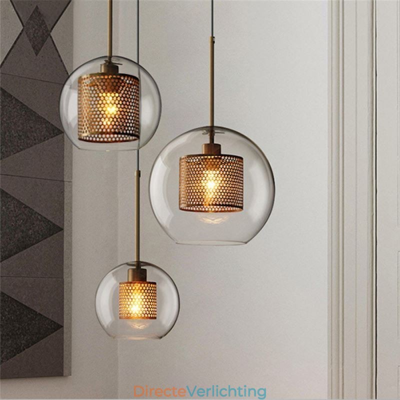 Minimalistische glazen cluster hanglamp 3 lichts plafondlamp eiland