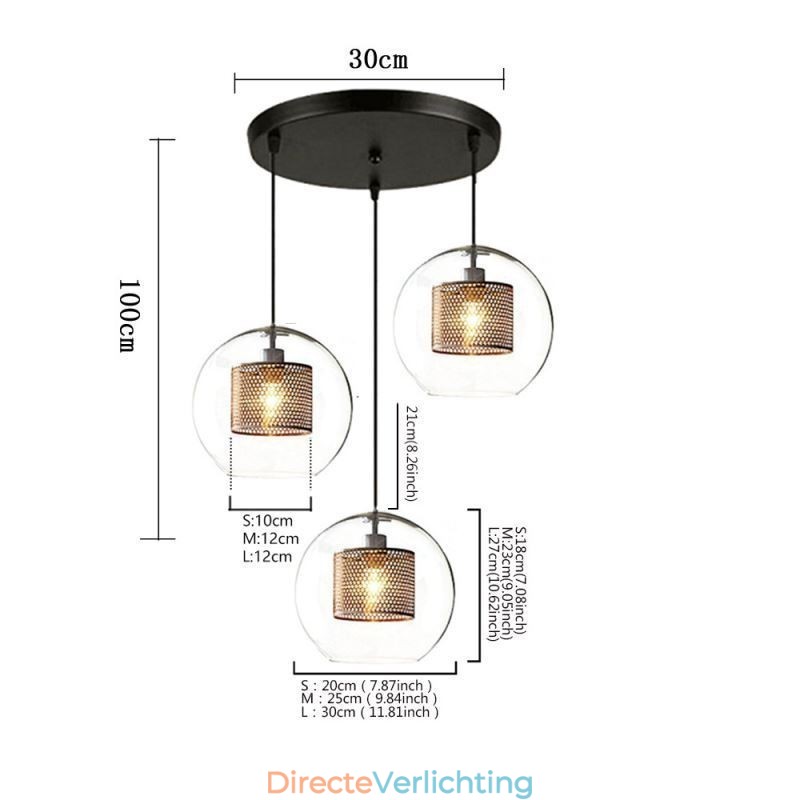 Minimalistische glazen cluster hanglamp 3 lichts plafondlamp eiland