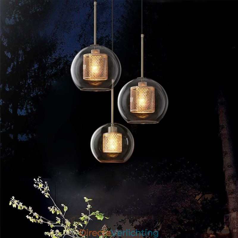 Minimalistische glazen cluster hanglamp 3 lichts plafondlamp eiland