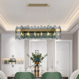 Minimalistische glazen hanglamp Unieke kleur Rechthoekige plafondlamp Eiland