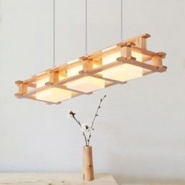 Creatieve 3-lichts eikenhouten hanglamp Decoratieve houten plafondlamp Café