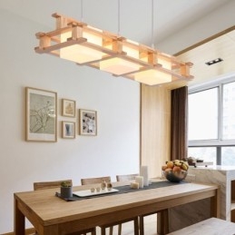 Creatieve 3-lichts eikenhouten hanglamp Decoratieve houten plafondlamp Café