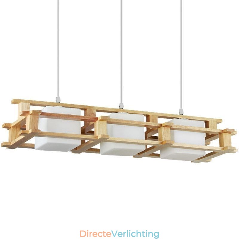 Creatieve 3-lichts eikenhouten hanglamp Decoratieve houten plafondlamp Café