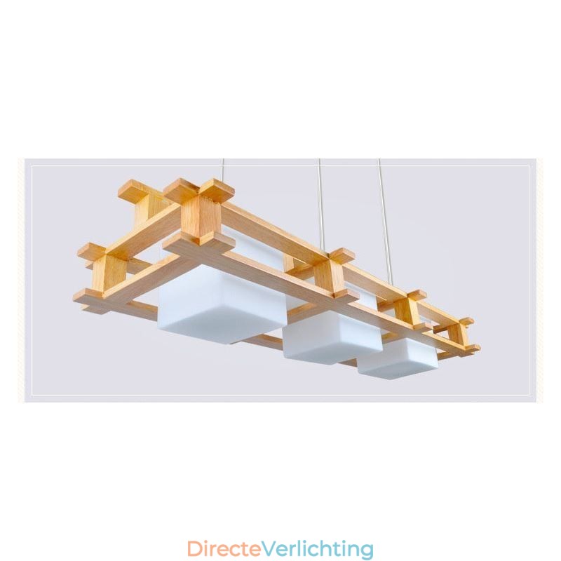 Creatieve 3-lichts eikenhouten hanglamp Decoratieve houten plafondlamp Café