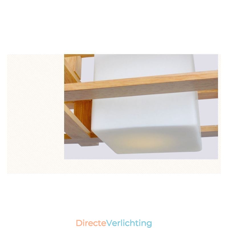 Creatieve 3-lichts eikenhouten hanglamp Decoratieve houten plafondlamp Café
