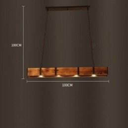 Hanglamp in industriële stijl, rechthoekig, houten plafondlamp, eiland