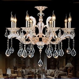 Europese stijl luxe kaars kristal hanglampen zinklegering lampen