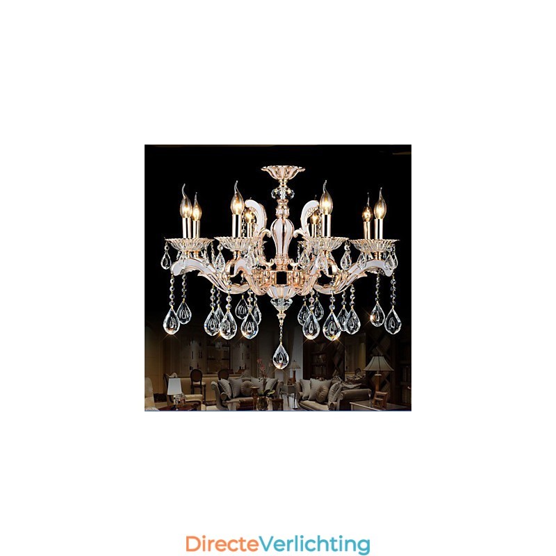 Europese stijl luxe kaars kristal hanglampen zinklegering lampen