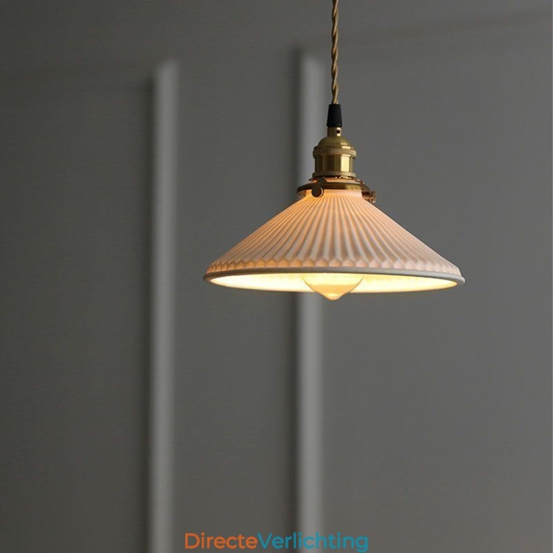 Japanse stijl keramiek hanglamp retro geplooide hanglamp