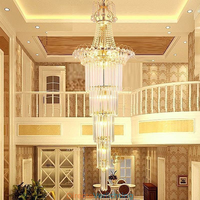 Elegante lange hanglamp van kristal