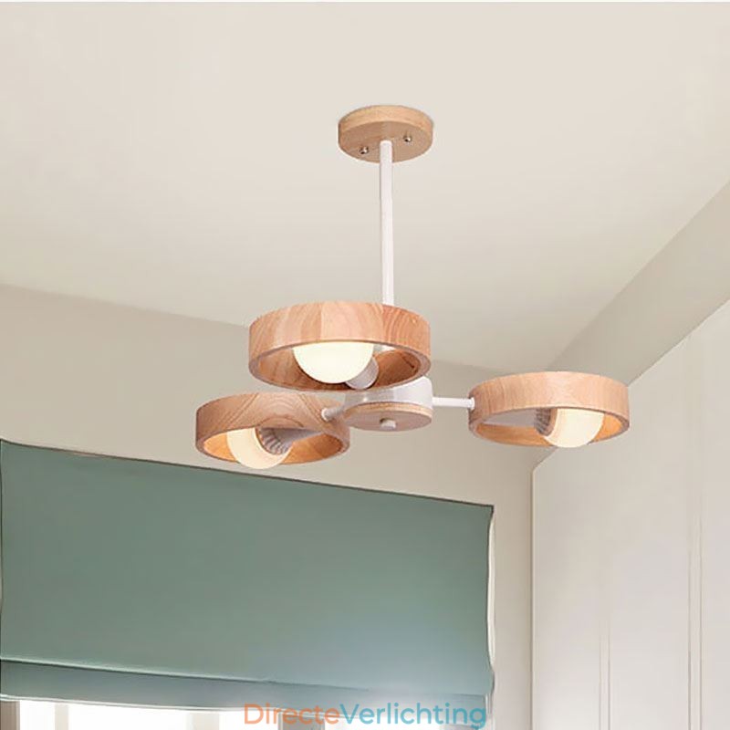 Unieke hanglamp van hout uit Scandinavië