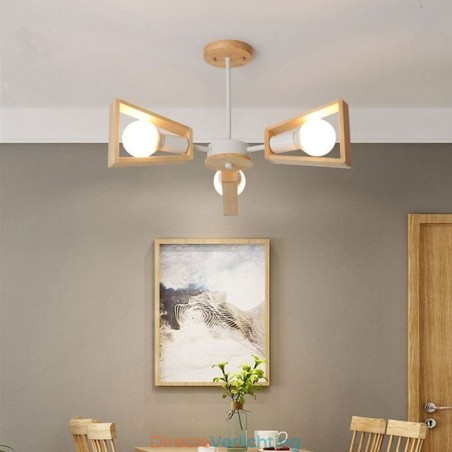 Moderne waaiervormige kroonluchter Elegante houten hanglamp Moderne waaiervormige kroonluchter Elegante houten hanglamp