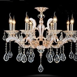 Europese stijl luxe kaars kristal hanglampen zinklegering lampen