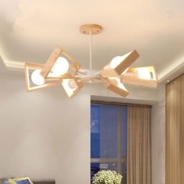 Moderne waaiervormige kroonluchter Elegante houten hanglamp