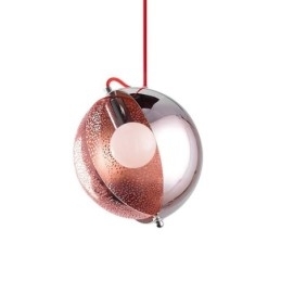Moderne roségouden hanglamp, halfronde glazen lampenkap, decoratieve lamp, café