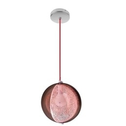 Moderne roségouden hanglamp, halfronde glazen lampenkap, decoratieve lamp, café