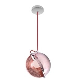 Moderne roségouden hanglamp, halfronde glazen lampenkap, decoratieve lamp, café